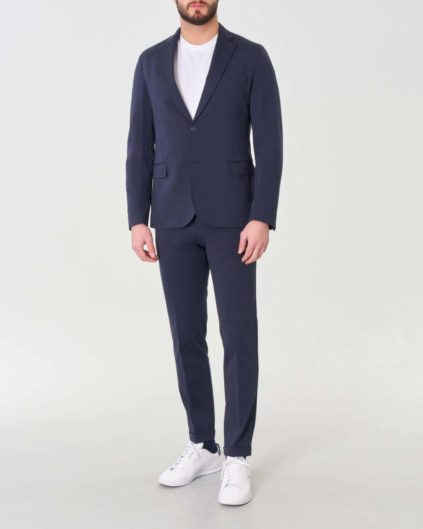 Abito blu in jersey di cotone stretch