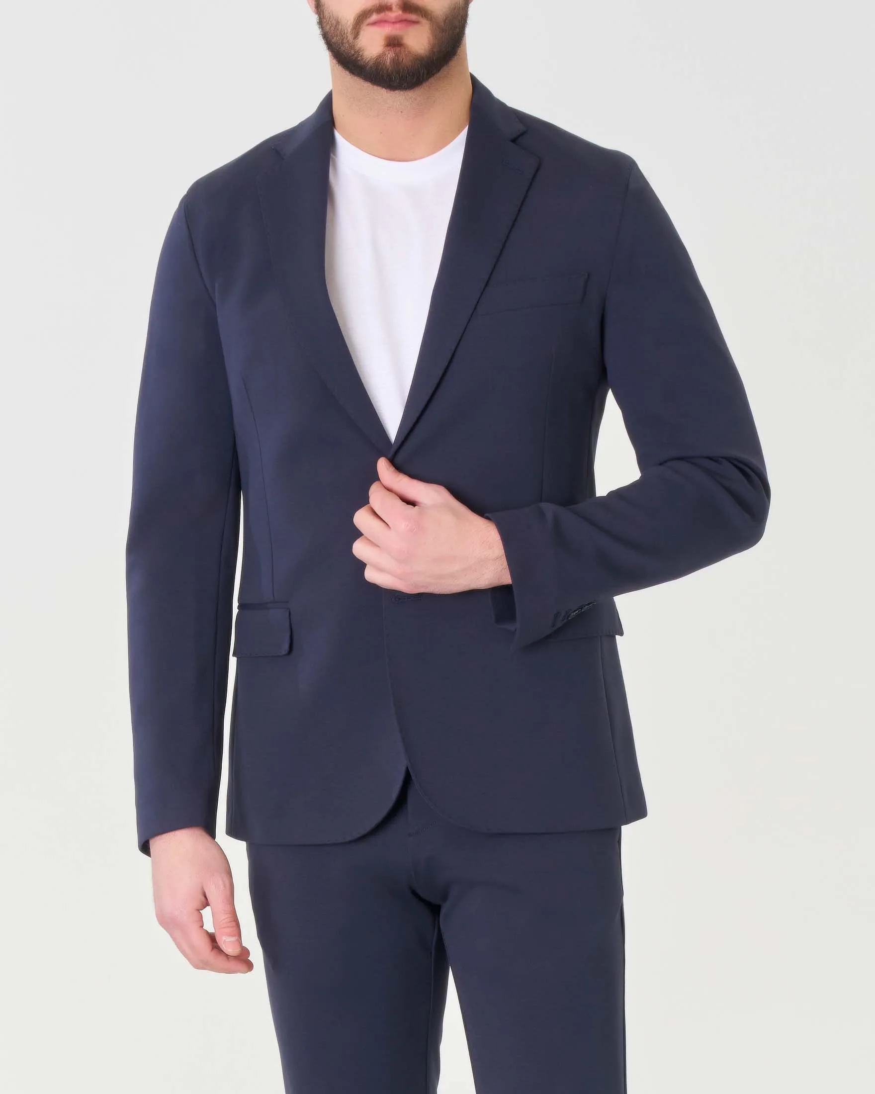 Abito blu in jersey di cotone stretch