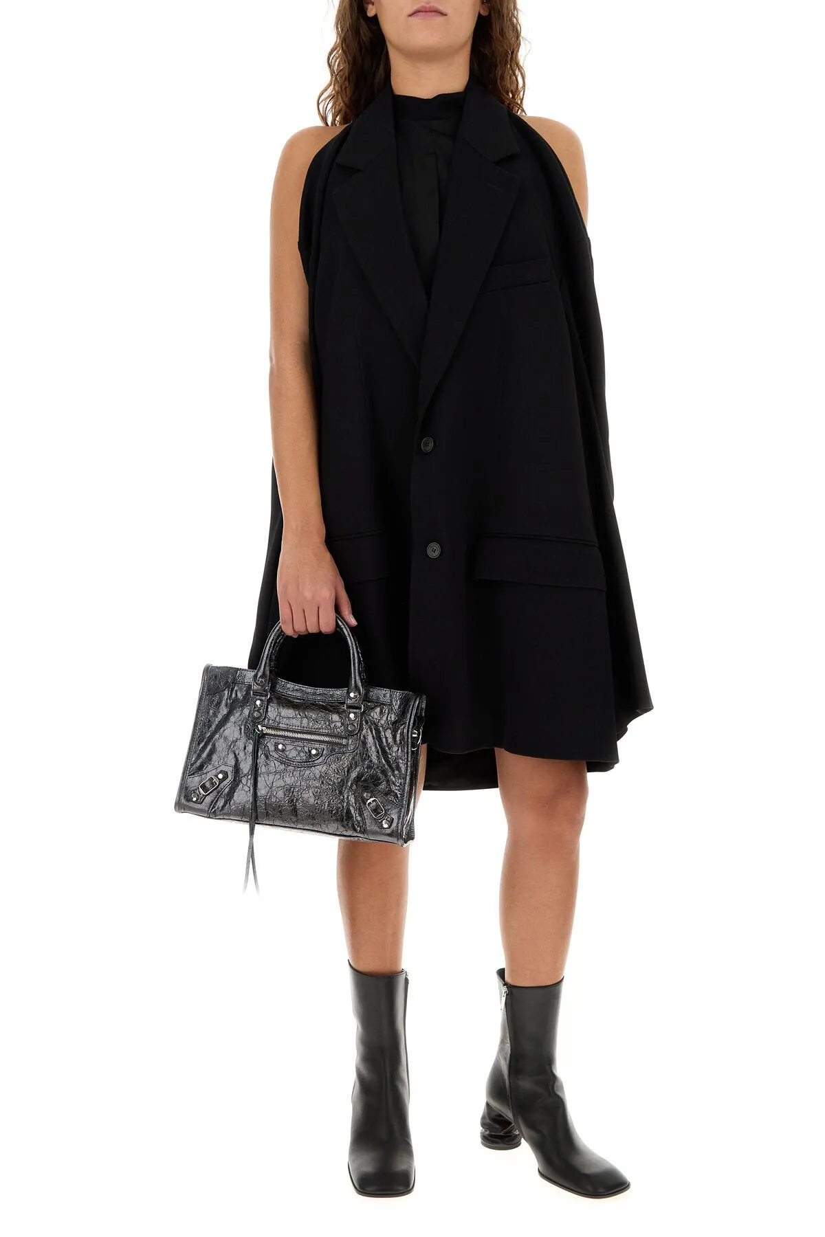 Black viscose blend blazer dress    