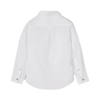 Boboli camicia a manica lunga in lino da bambino e ragazzo 736039-1100 bianca