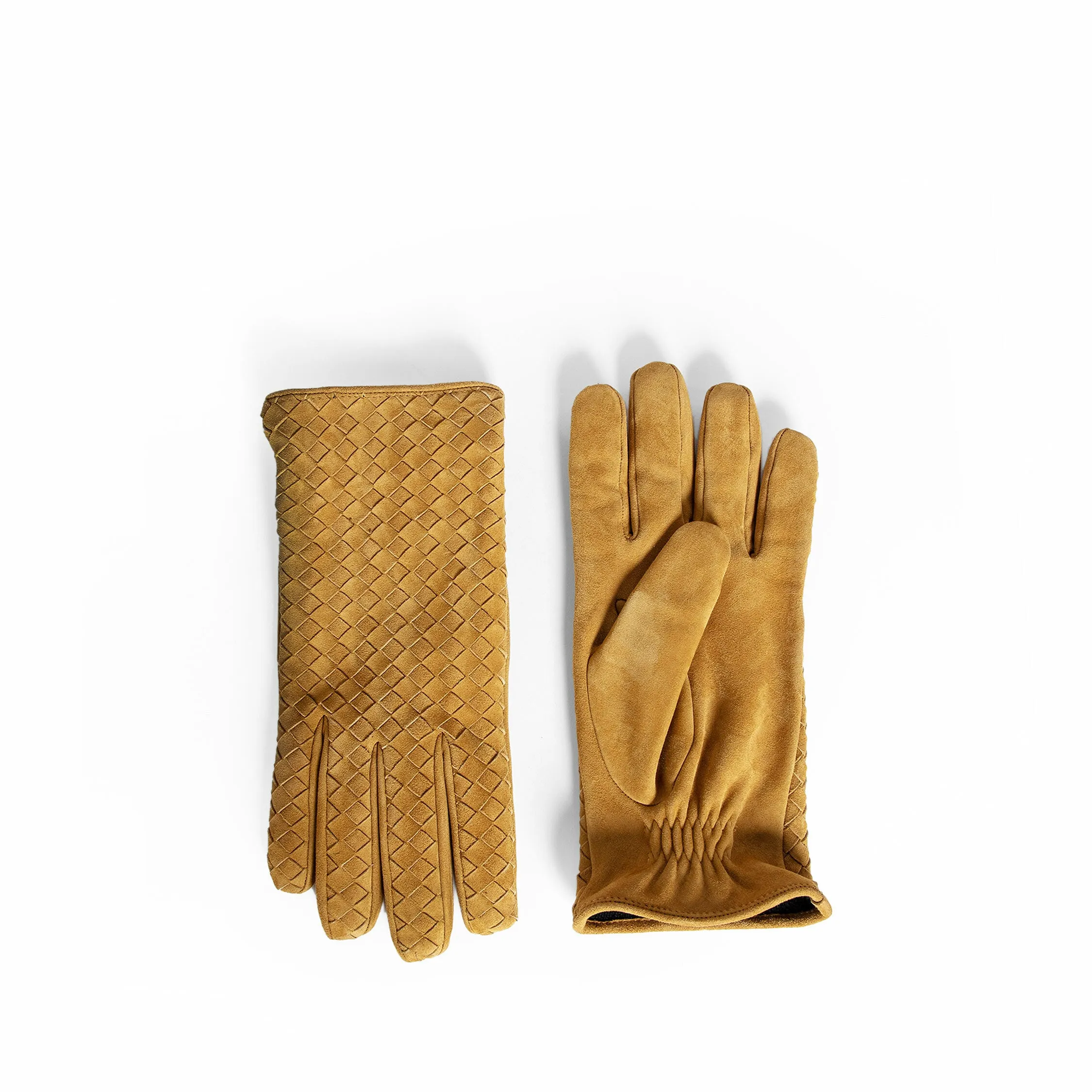 bottega veneta  intrecciato suede gloves 