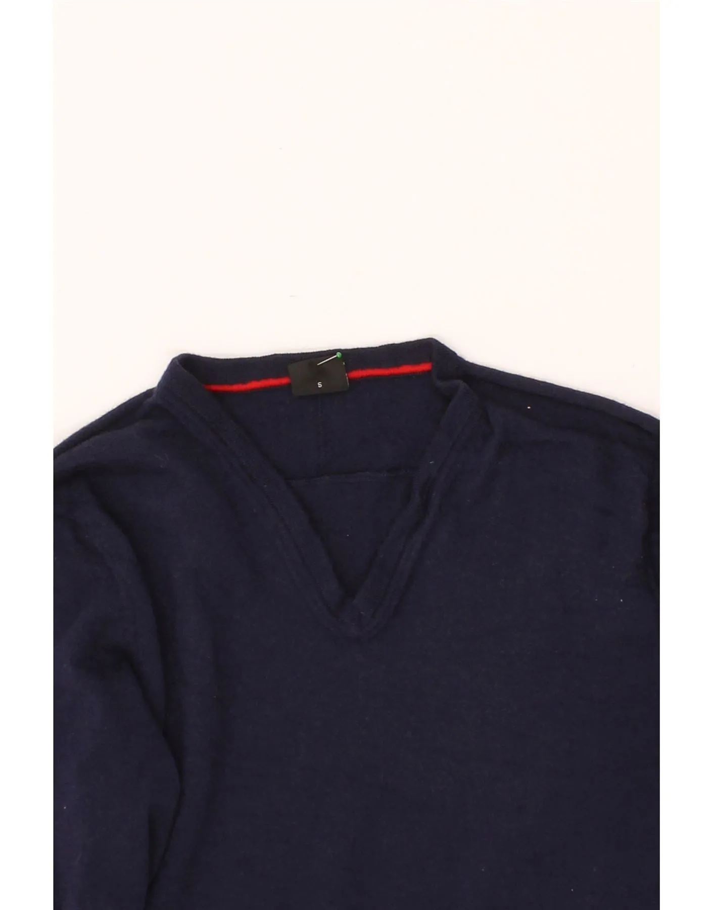 HUGO BOSS Mens V-Neck Jumper Sweater Small Navy Blue Virgin Wool