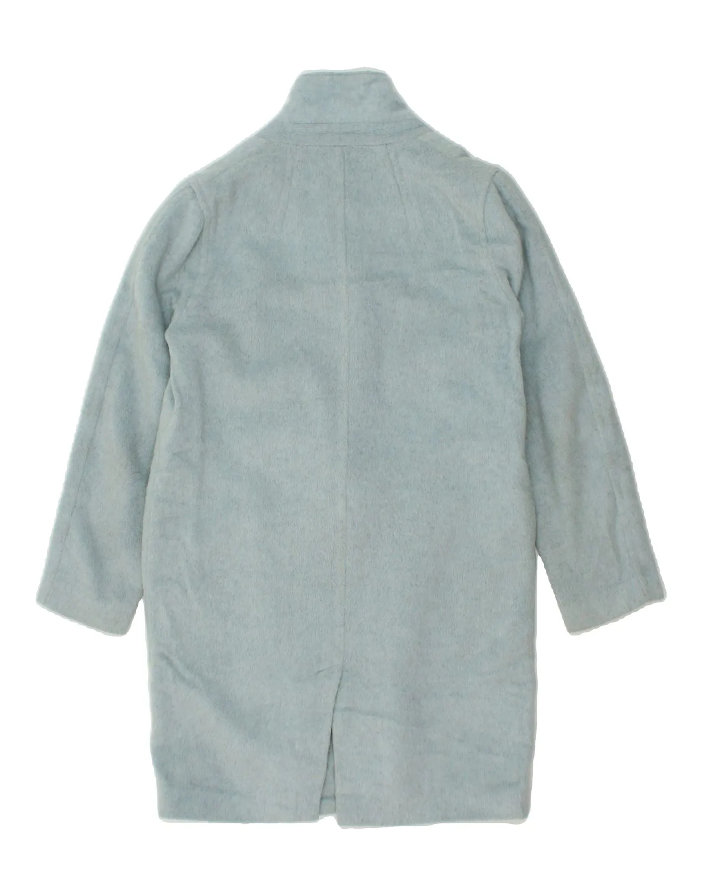 LAURA ASHLEY Womens Oversized Double Breasted Coat UK 8 Small Blue Acrylic