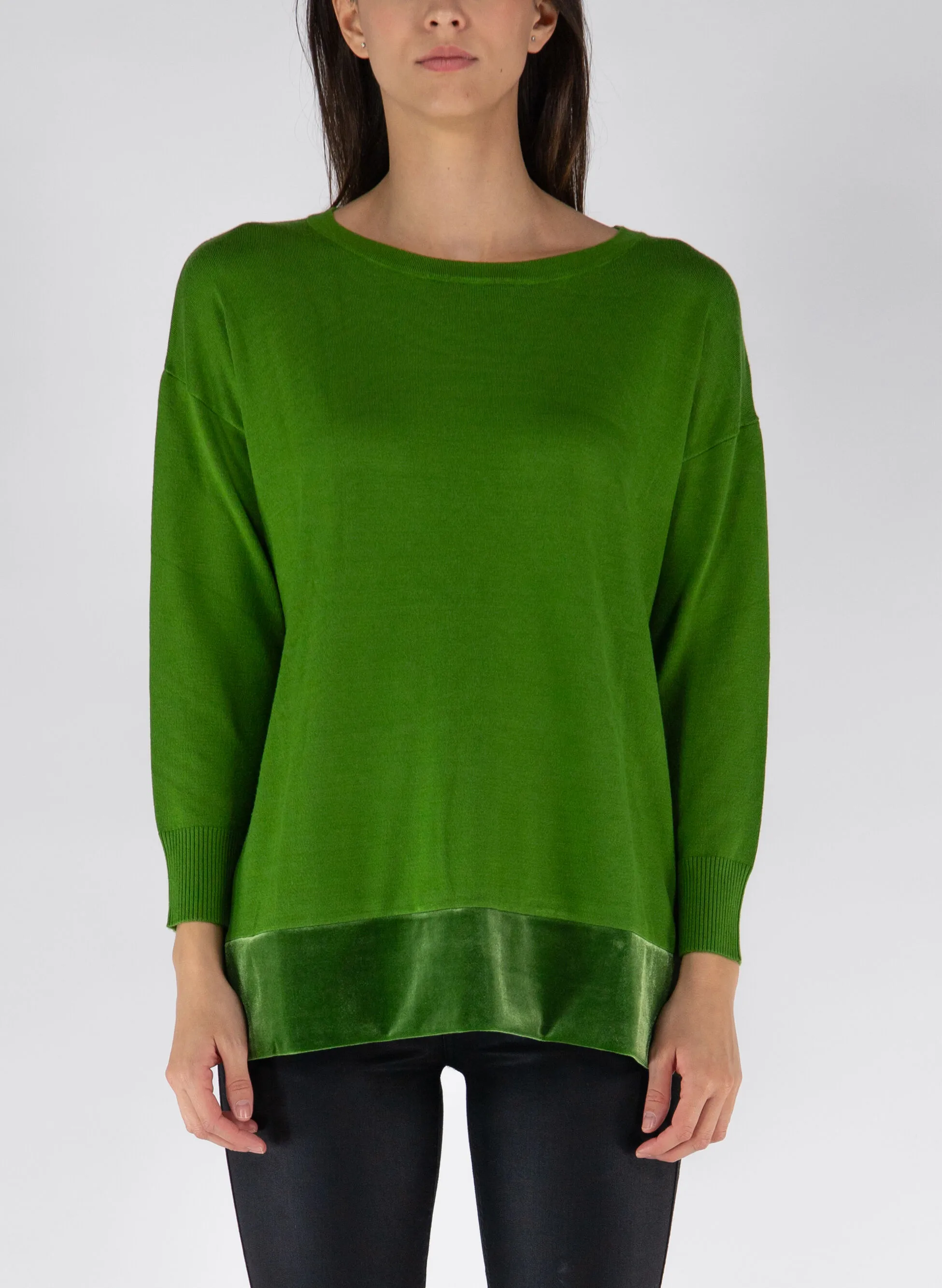 maglione viscosa inserto velour