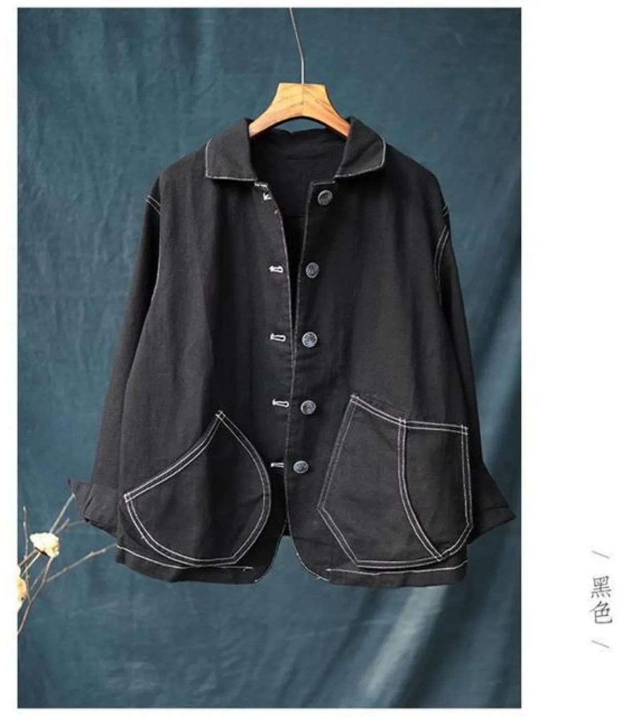 Nuovo arrivo primavera arti stile donna manica lunga colletto rovesciato cotone allentato cappotto grande tasca cappotti e giacc